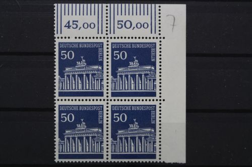 Berlin, MiNr. 289 Viererblock Ecke rechts oben, postfrisch