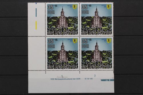 DDR, MiNr. 3315 Viererblock Ecke links unten, DV, postfrisch