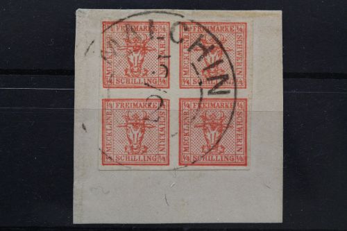 Mecklenburg-Schwerin, MiNr. 1, 4/4 S, Briefstück