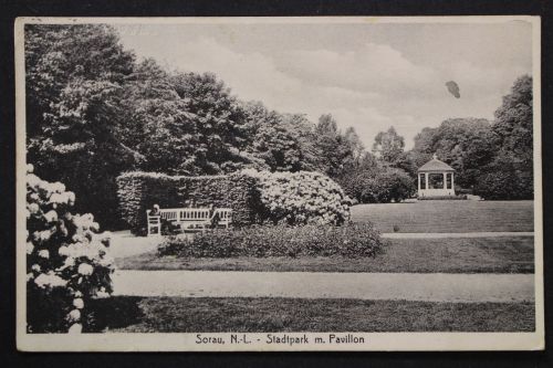 Sorau, Niederlausitz, Stadtpark mit Pavillon