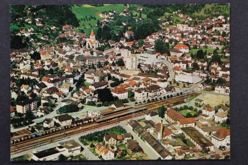 Weinfelden, Flugaufnahme, Ortsansicht, Bahngleise