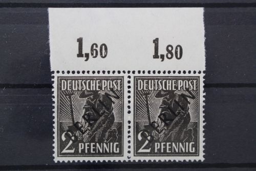 Berlin, MiNr. 1, waagerechtes Paar, Oberrand ndgz, postfrisch