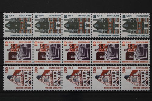 Deutschland (BRD), MiNr. 2139-2141 R Fünferstreifen mit ZN, postfrisch