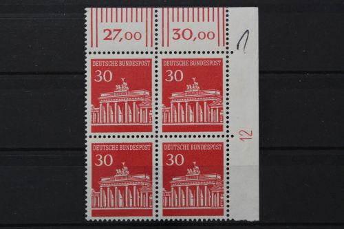 Deutschland, MiNr. 508 v Viererblock Ecke rechts oben DZ 12, postfrisch