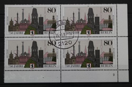 Deutschland, MiNr. 1306 Viererblock Ecke rechts unten, FN 2, gestempelt