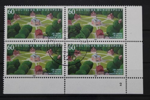 Deutschland, MiNr. 1312 Viererblock Ecke rechts unten FN 2, gestempelt
