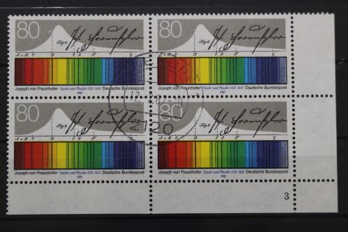 Deutschland, MiNr. 1313 Viererblock Ecke rechts unten FN 3, gestempelt