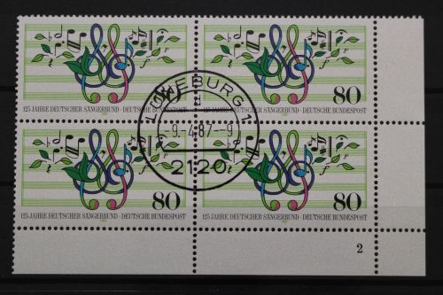 Deutschland, MiNr. 1319 Viererblock Ecke rechts unten FN 2, gestempelt