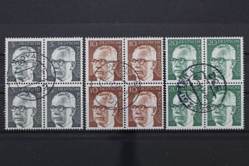 Deutschland (BRD), MiNr. 635, 636 + 637 Viererblöcke, gestempelt