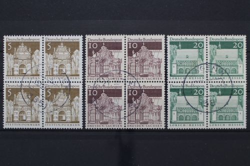 Deutschland (BRD), MiNr. 489, 490, 491 Viererblöcke, gestempelt