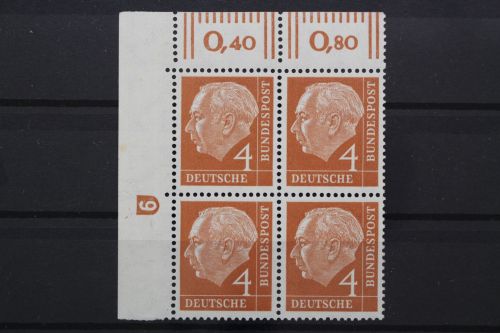 Deutschland, MiNr. 178 Viererblock Ecke li. oben, DZ 9 neg., postfrisch