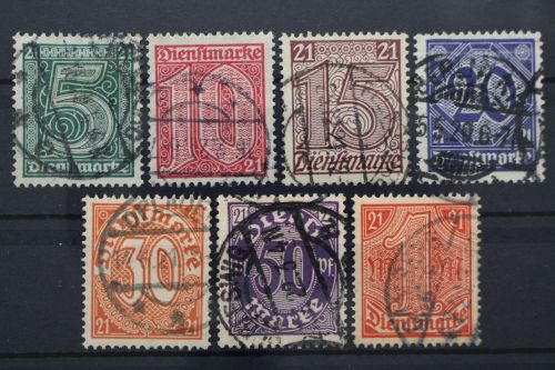 DR Dienstmarken, MiNr. 16-22, gestempelt
