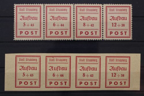 Strausberg, MiNr. 34-37 A + B Viererstreifen, postfrisch