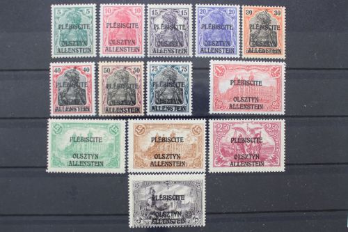 Allenstein, MiNr. 1-14 ohne 4, postfrisch