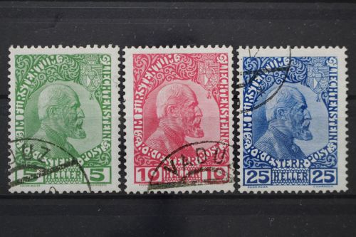 Liechtenstein, MiNr. 1-3 x, gestempelt