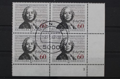 Deutschland (BRD), MiNr. 1343 Viererblock Ecke rechts unten, FN 3, EST