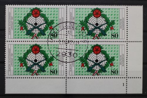 Deutschland, MiNr. 1330 Viererblock Ecke rechts unten, FN 1, gestempelt