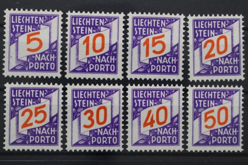 Liechtenstein Portomarken, MiNr. 13-20, postfrisch
