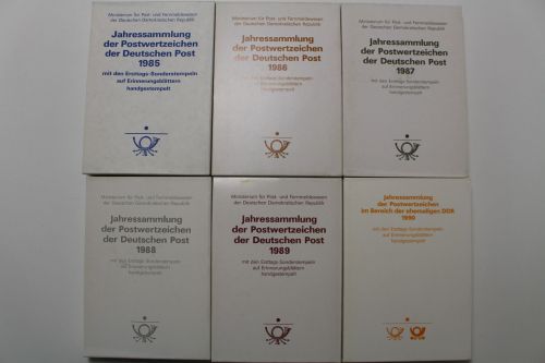 DDR, Jahressammlungen der Post 1985-1990 mit Ersttags-Sonderstempeln