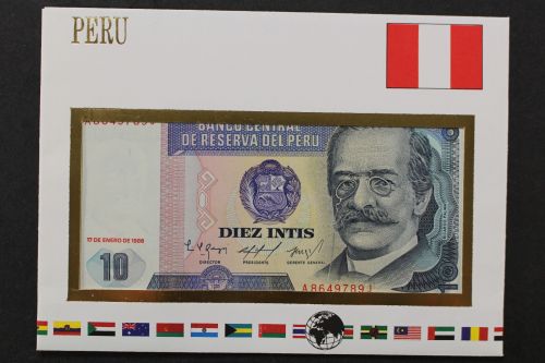 Peru, Banknote 10 Intis im Brief