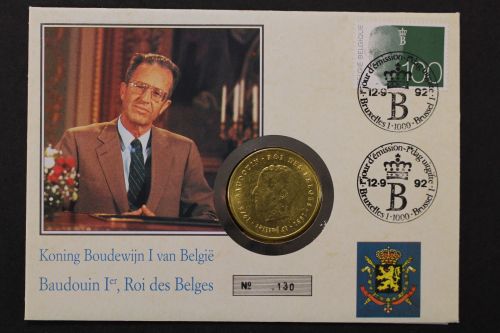 Belgien, Boudewijn I., 250 F Silber, 12.9.1992, Numisbrief