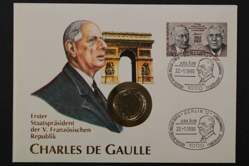Deutschland, Numisbrief, Charles de Gaule, 22.1.1990