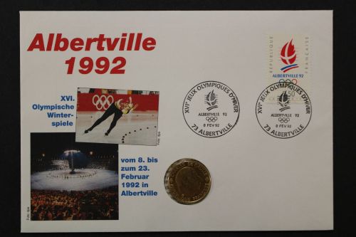 Frankreich, Numisbrief, Albertville Olympia 1992, 8.2.1992