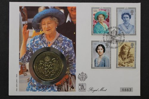Großbritannien, 90. Geburtstag von Queen Mother, 2.8.1990, Numisbrief