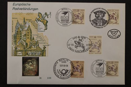 Deutschland, Numisbrief Europäische Postverbindungen mit Silberplakette