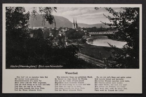 Höxter, Oberweser, Blick vom Felsenkeller, Kirche, Weserlied