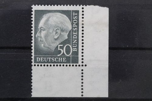 Deutschland (BRD), MiNr. 189 Ecke rechts unten, vorgefaltet, Falz