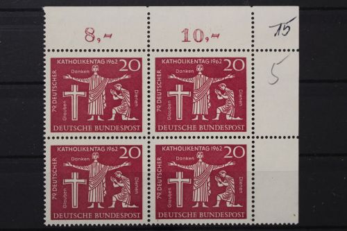 Deutschland (BRD), MiNr. 381 Viererblock Ecke rechts oben, postfrisch