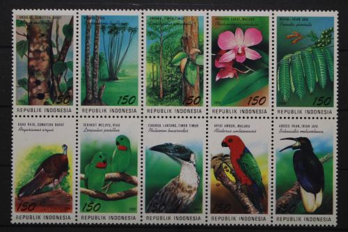 Indonesien, MiNr. 1532-1541 Zehnerblock, postfrisch