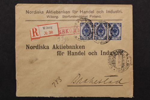 Finnland, Einschreibebeleg ab Wiborg 1904