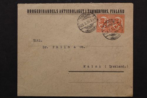 Finnland, Brief 1926 nach Mainz gelaufen