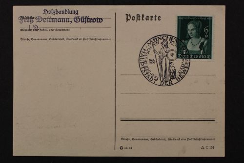 Deutsches Reich, MiNr. 700 auf Blankokarte mit Sonderstempel