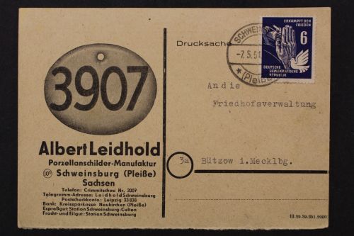 DDR, MiNr. 276 auf Drucksache ab Schweinsberg/S. nach Bützow