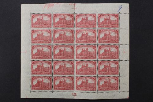 Deutsches Reich, MiNr. 94 B II 20er Bogen, Platten-Nr. 335/4