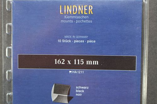Lindner-Klemmtaschen, 10 Stück, schwarz, 162 x 115 mm