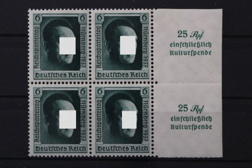 Deutsches Reich, MiNr. 650 Viererblok rechts Zierfeld, postfrisch