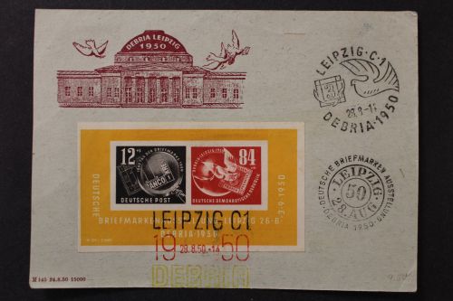 DDR, MiNr. Block 7, 3 Sonderstempel, Sonderkarte