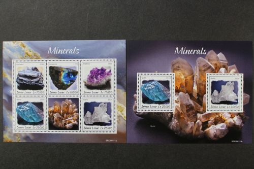 Soerra Leone, Mineralien 2020, Kleinbogen und Block, postfrisch