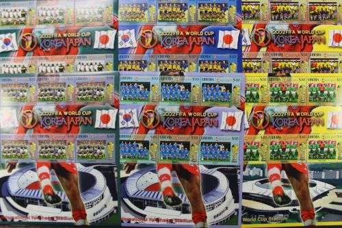 Liberia, 6 Kleinbögen Fußball WM 2002, postfrisch