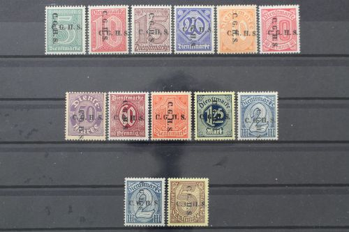 Oberschlesien Dienst, MiNr. 8-20 Aufdruck XIII, Falz