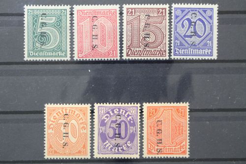 Oberschlesien Dienst, MiNr. 1-7 Aufdruck I, Falz