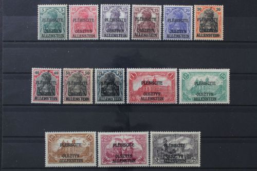 Allenstein, MiNr. 1-14, Falz