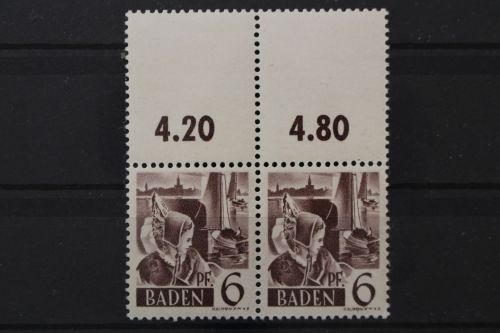 Franz. Zone Baden, MiNr. 15 WP Oberrand, Randfelder, postfrisch