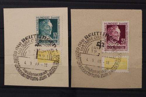 FZ Württemberg, MiNr. 47-48 SST Reutlingen, Briefstücke