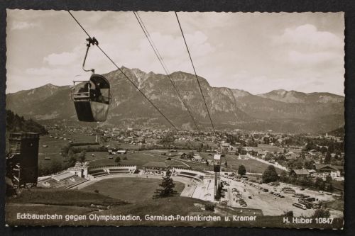 Garmisch-Partenkirchen, Eckbauerbahn gegen Olympiastadion, Ort, Kramer
