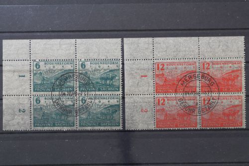 Sowj. Zone, MiNr. 90-91, Viererblock, Ecke links oben, Falschstempel